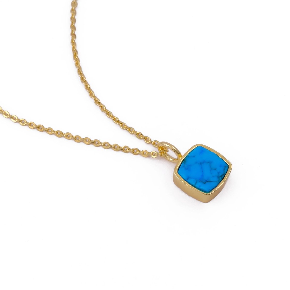 Emerald Raw Gemstone Pendants, Cushion Shape Gold Plated Charm Necklace CN - 1002