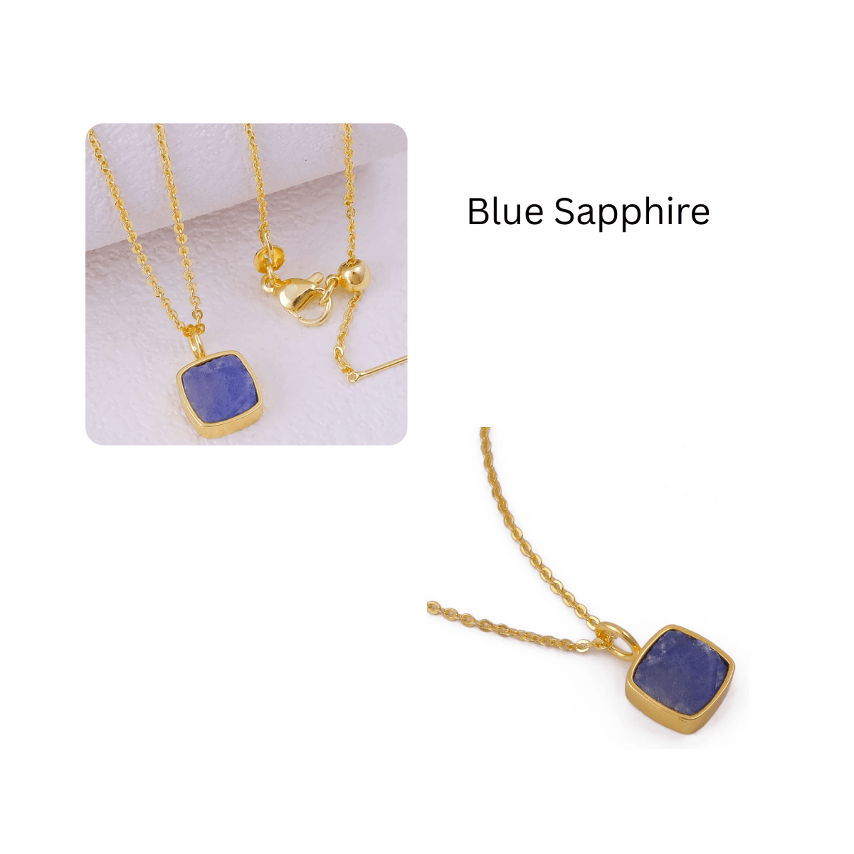 Emerald Raw Gemstone Pendants, Cushion Shape Gold Plated Charm Necklace CN - 1002