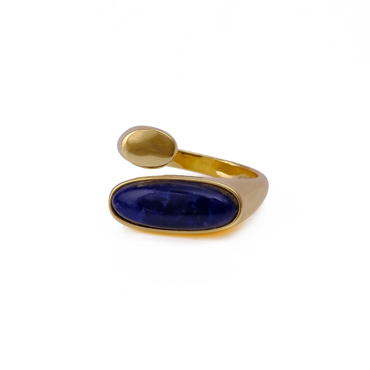 Ethiopian Opal Gemstone Open Ring, Gold Plated Adjustable Rings for Women CR - 1005