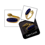 Ethiopian Opal Gemstone Open Ring, Gold Plated Adjustable Rings for Women CR - 1005