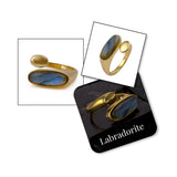 Ethiopian Opal Gemstone Open Ring, Gold Plated Adjustable Rings for Women CR - 1005
