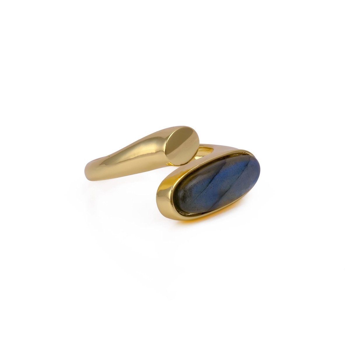 Ethiopian Opal Gemstone Open Ring, Gold Plated Adjustable Rings for Women CR - 1005