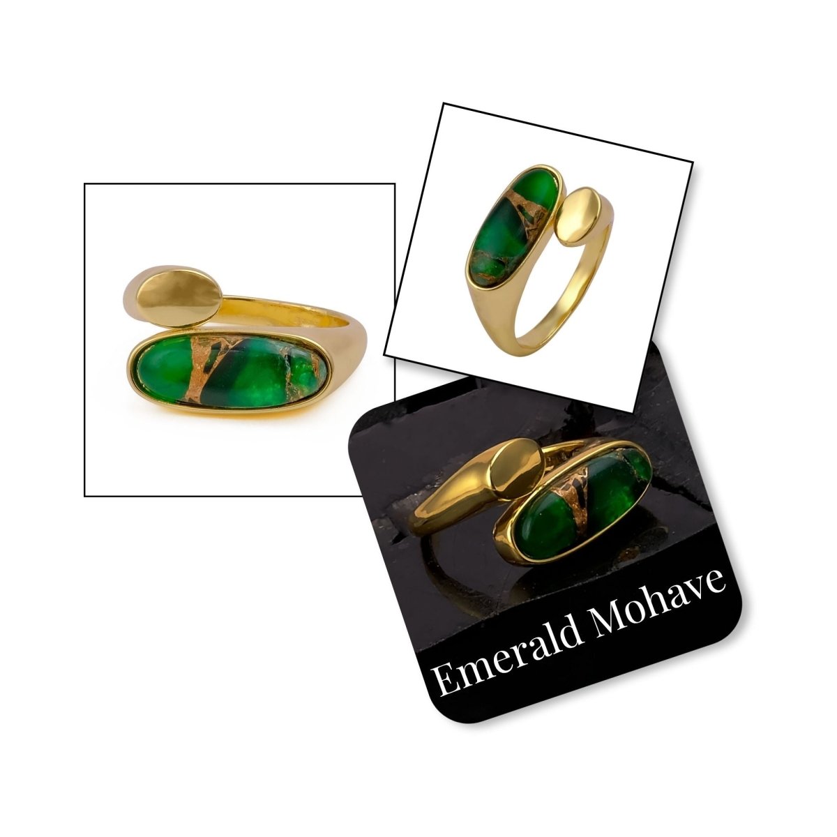 Ethiopian Opal Gemstone Open Ring, Gold Plated Adjustable Rings for Women CR - 1005