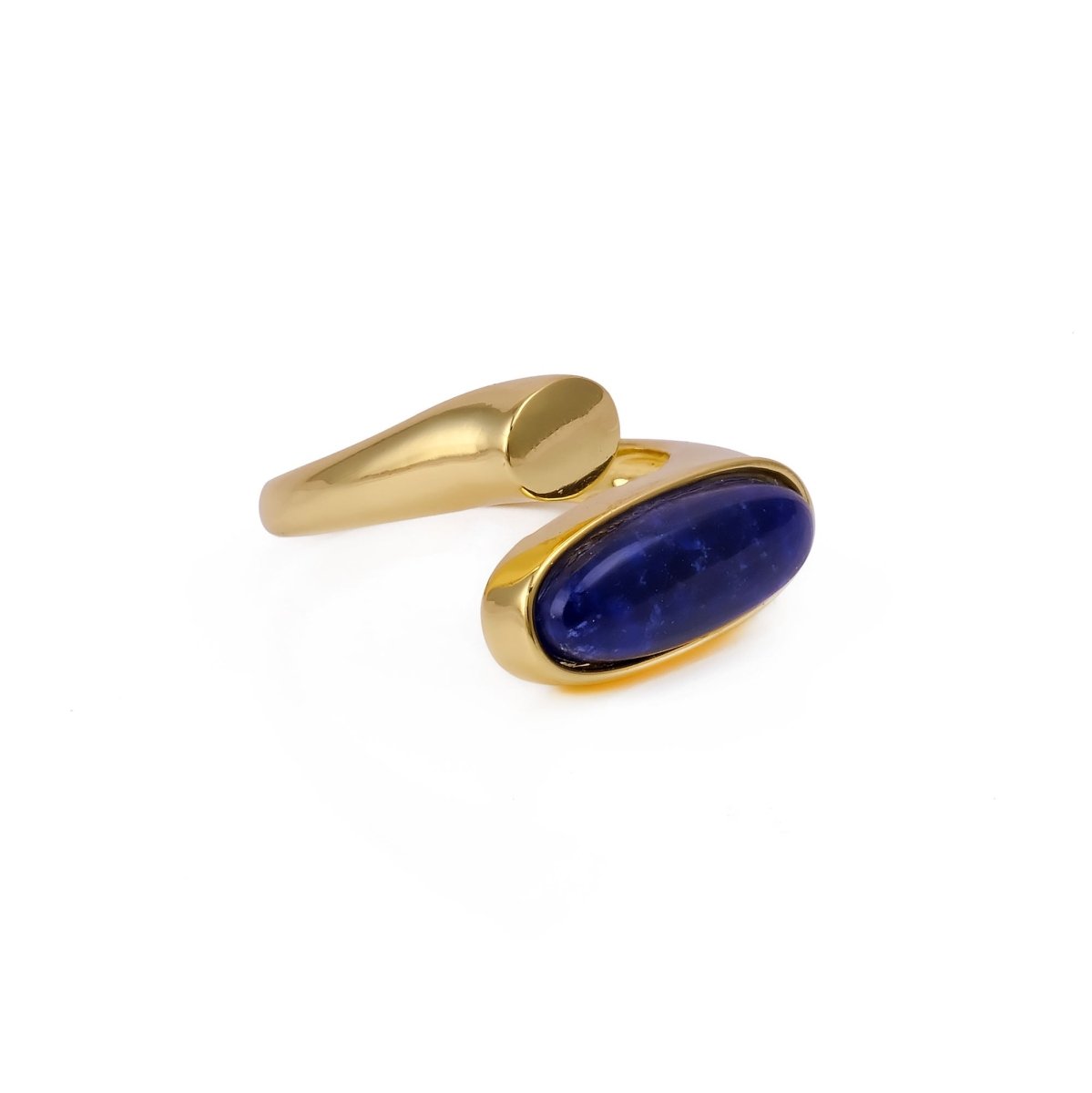Ethiopian Opal Gemstone Open Ring, Gold Plated Adjustable Rings for Women CR - 1005