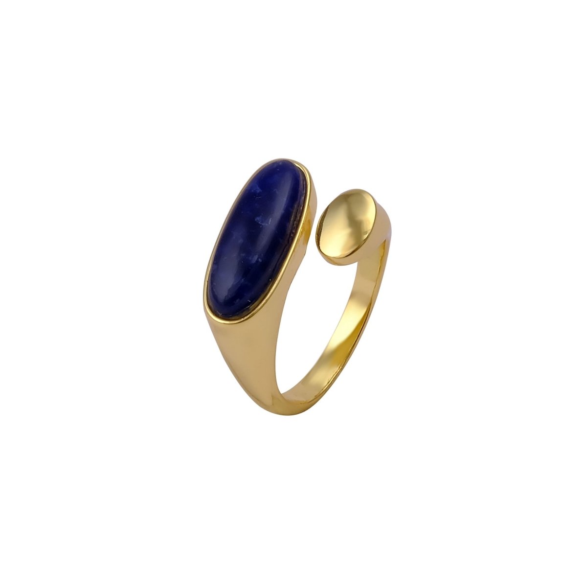Ethiopian Opal Gemstone Open Ring, Gold Plated Adjustable Rings for Women CR - 1005