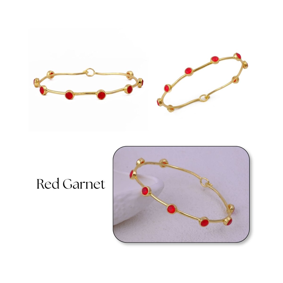 Ethiopian Opal Gold - Plated Bangle | Dainty Bezel Station Bangle CB - 1002