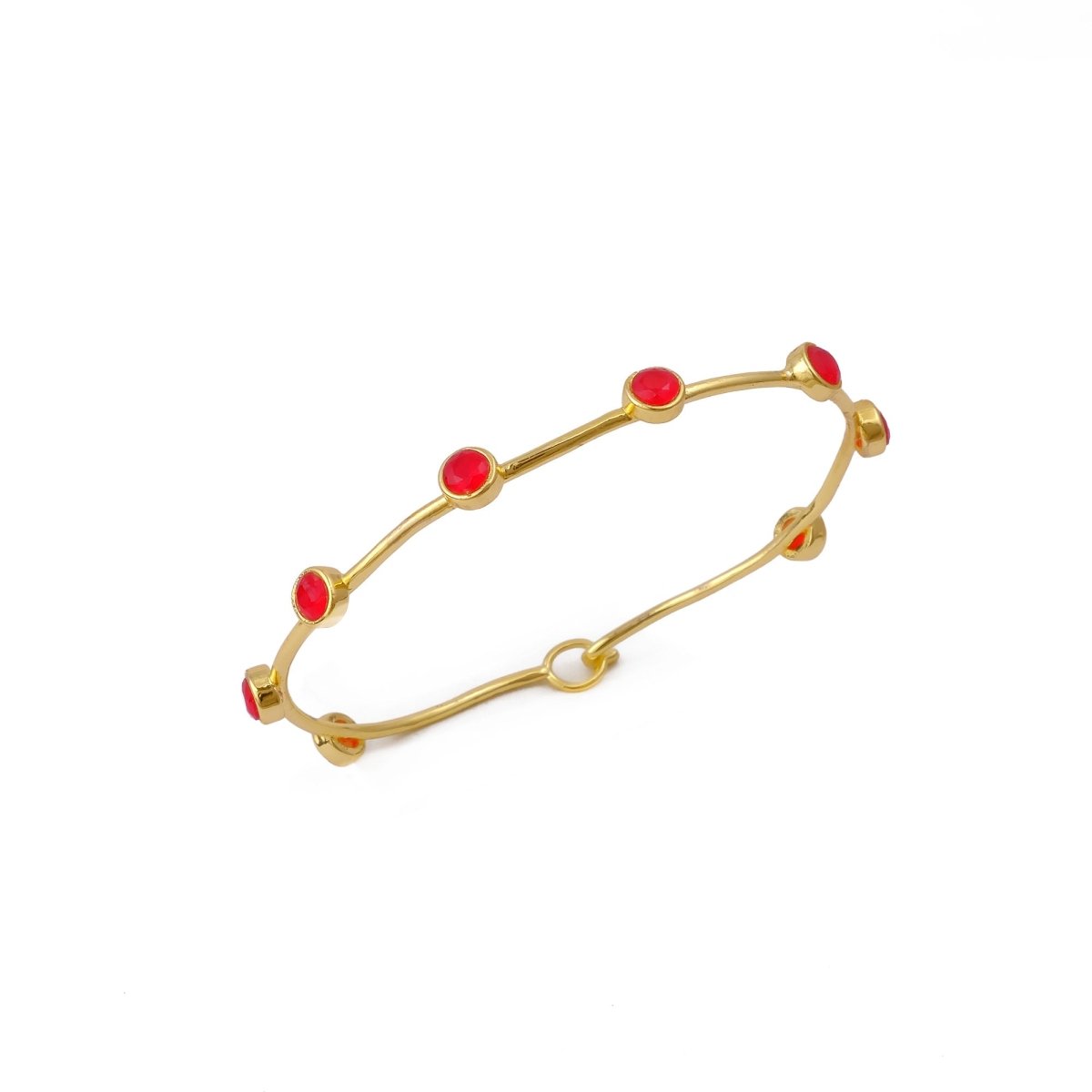 Ethiopian Opal Gold - Plated Bangle | Dainty Bezel Station Bangle CB - 1002