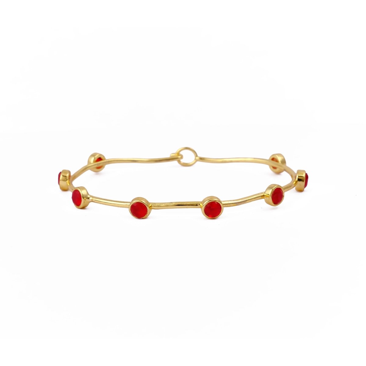 Ethiopian Opal Gold - Plated Bangle | Dainty Bezel Station Bangle CB - 1002