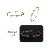 Ethiopian Opal Gold - Plated Bangle | Dainty Bezel Station Bangle CB - 1002