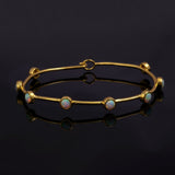 Ethiopian Opal Gold - Plated Bangle | Dainty Bezel Station Bangle CB - 1002