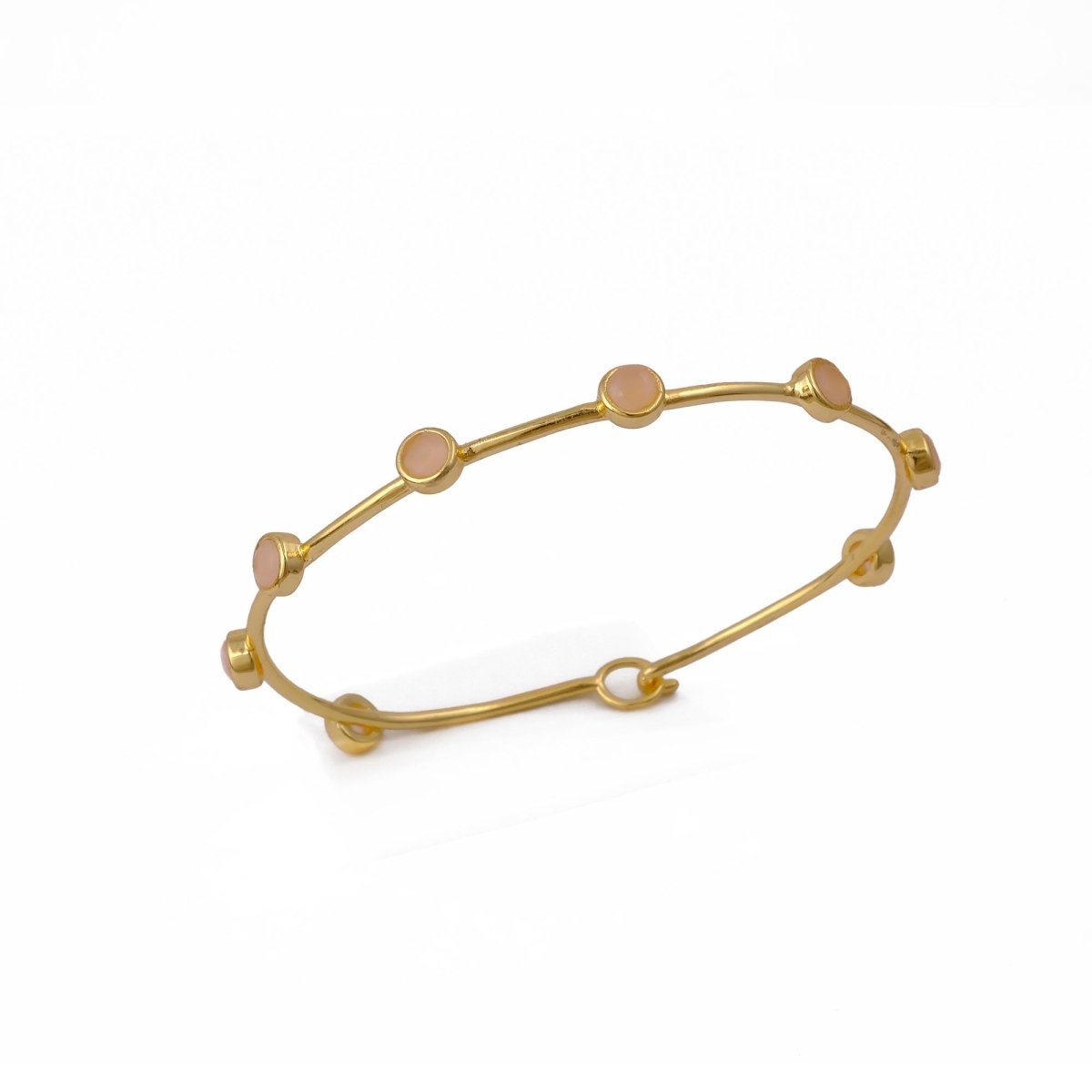 Ethiopian Opal Gold - Plated Bangle | Dainty Bezel Station Bangle CB - 1002