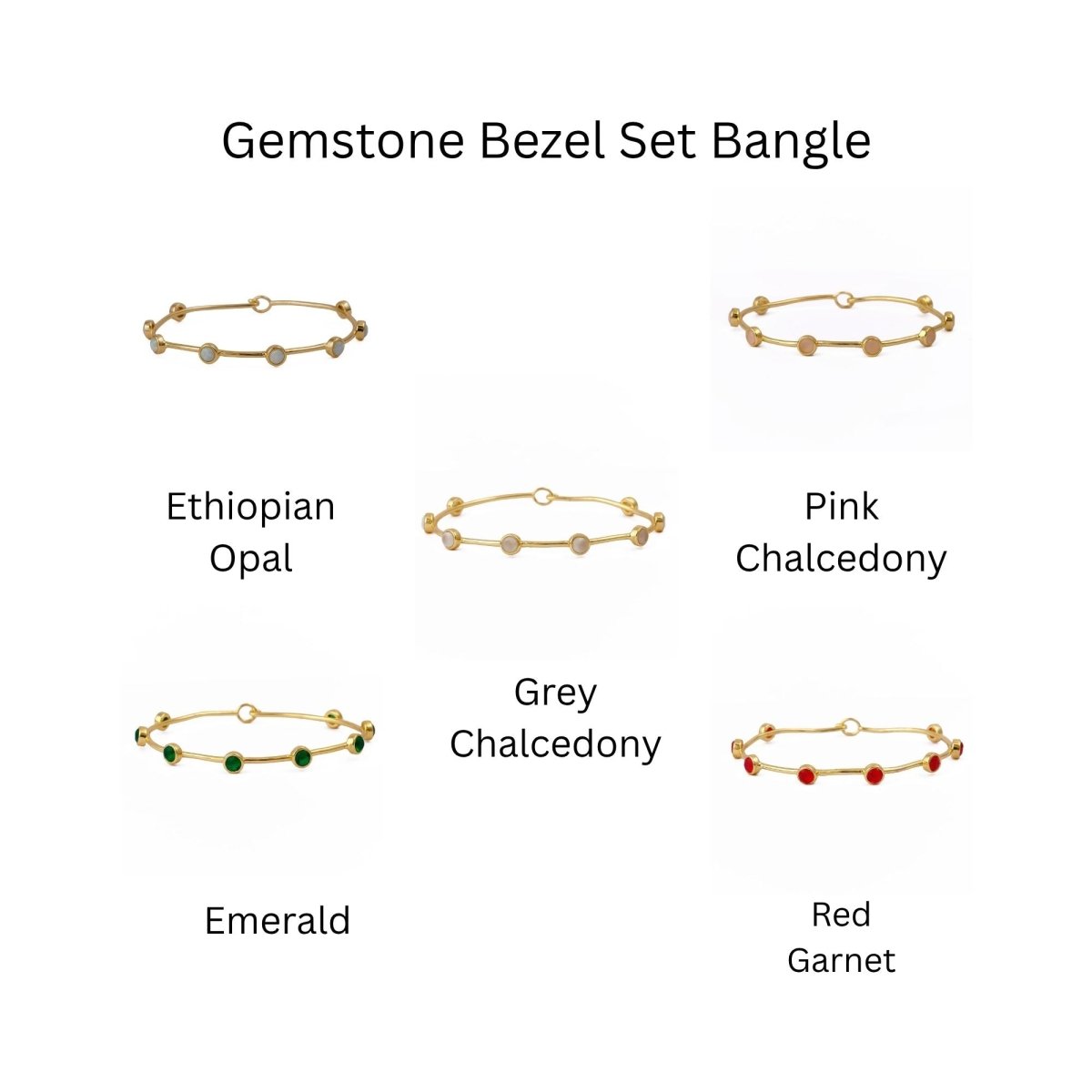Ethiopian Opal Gold - Plated Bangle | Dainty Bezel Station Bangle CB - 1002