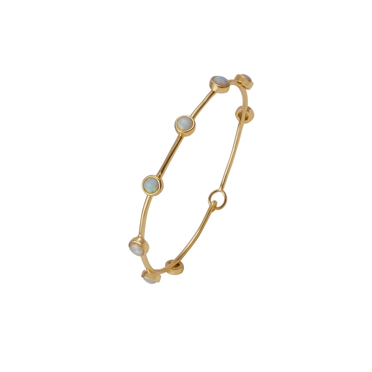 Ethiopian Opal Gold - Plated Bangle | Dainty Bezel Station Bangle CB - 1002