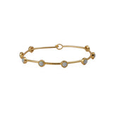Ethiopian Opal Gold - Plated Bangle | Dainty Bezel Station Bangle CB - 1002