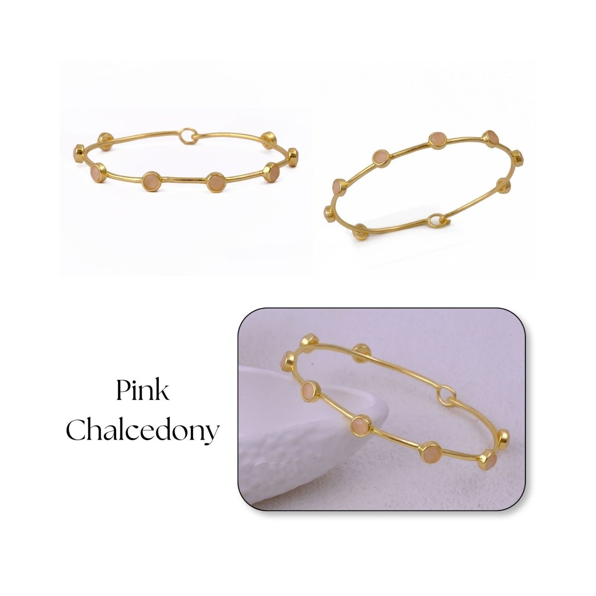 Ethiopian Opal Gold - Plated Bangle | Dainty Bezel Station Bangle CB - 1002