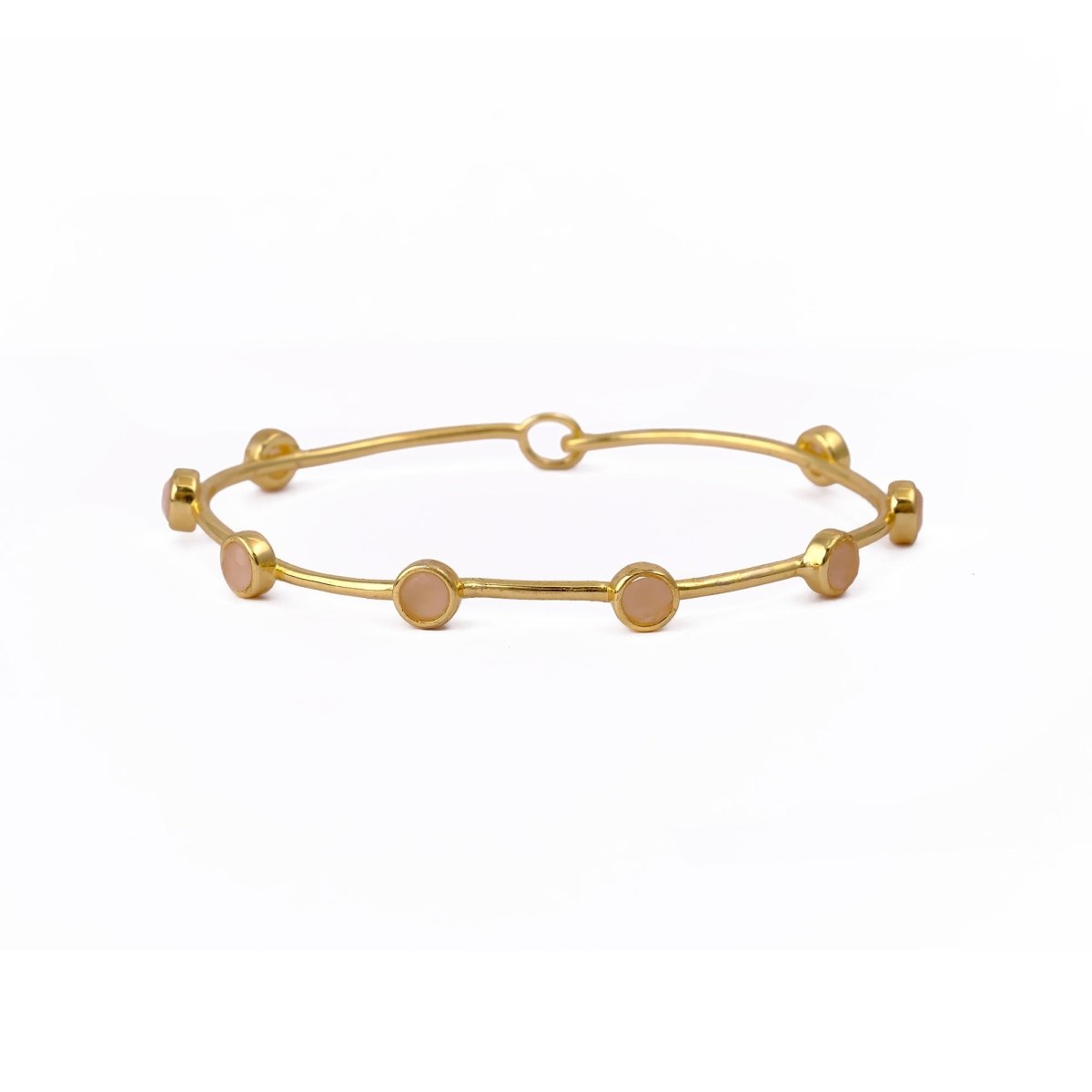Ethiopian Opal Gold - Plated Bangle | Dainty Bezel Station Bangle CB - 1002