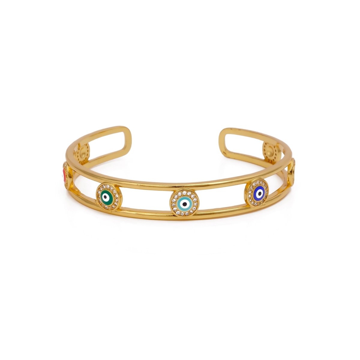 Evil Eye Bangle Handmade Adjustable Bangle Gold Plated Jewelry