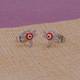 Evil Eye Dragonfly Stud Earrings Cubic Zircon Gemstone Studs Silver Plated Jewelry For Kids