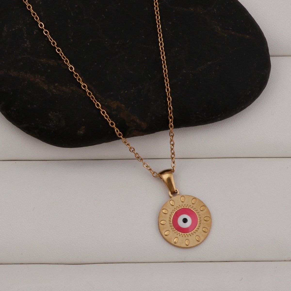 Evil Eye Pendant Necklace Gold Chain with Protective Charm