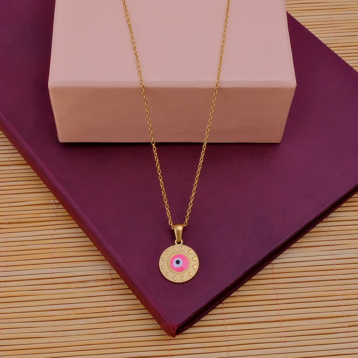 Evil Eye Pendant Necklace Gold Chain with Protective Charm