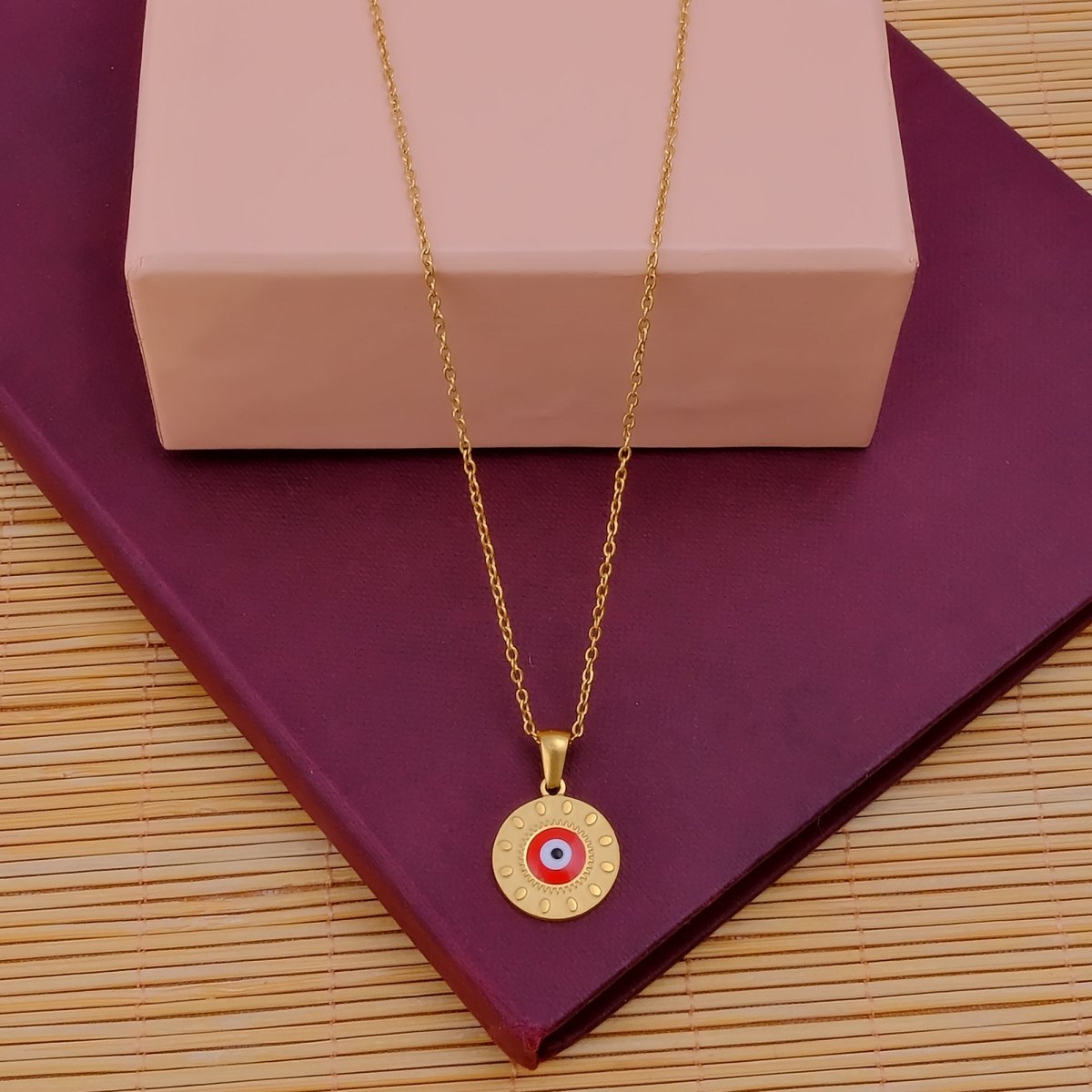 Evil Eye Pendant Necklace Gold Chain with Protective Charm