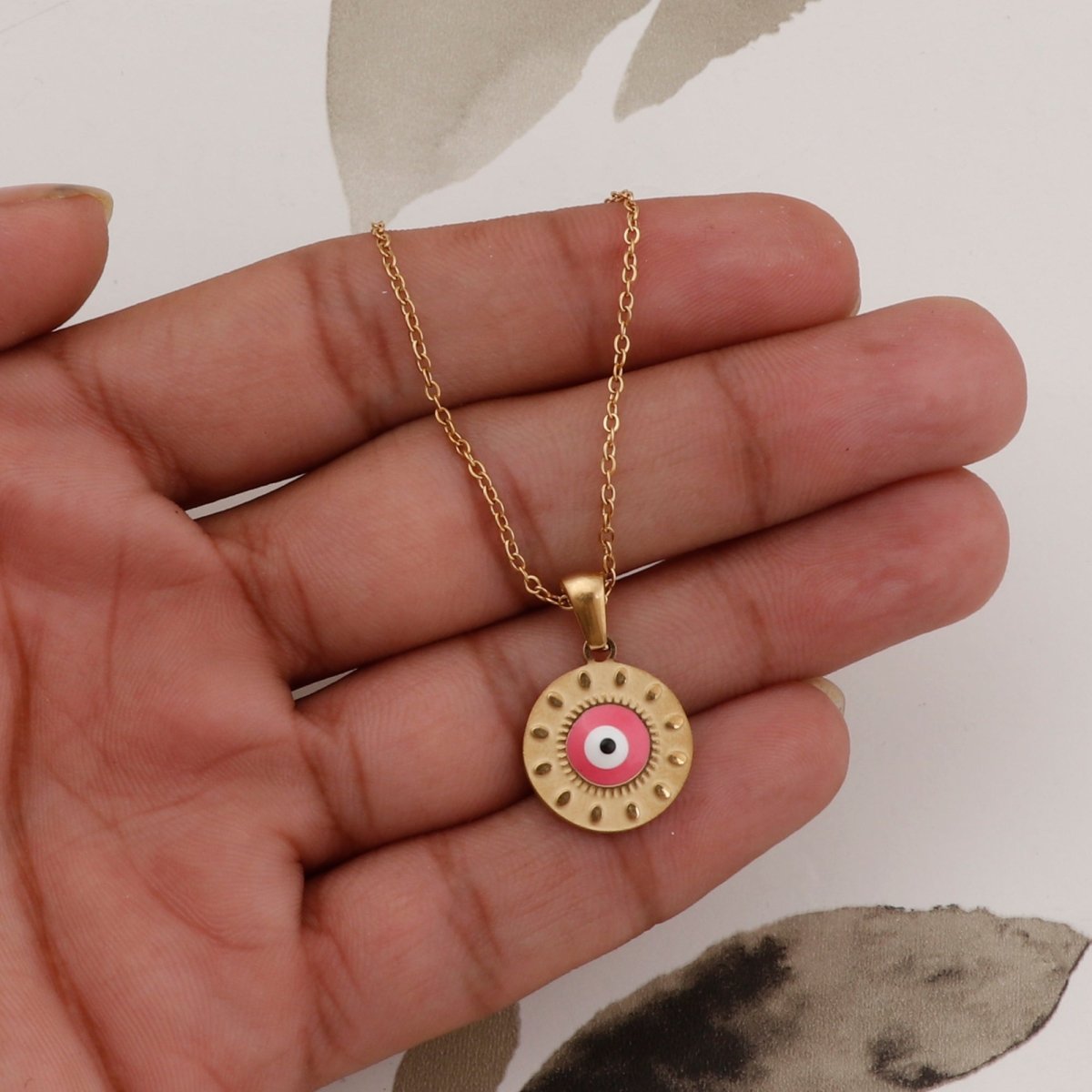 Evil Eye Pendant Necklace Gold Chain with Protective Charm