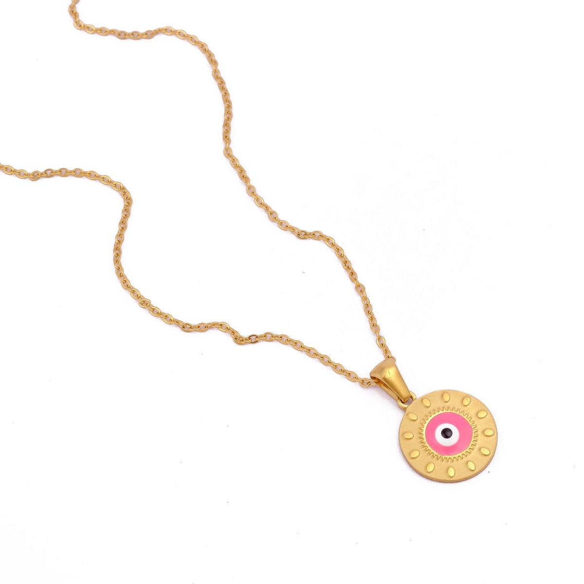 Evil Eye Pendant Necklace Gold Chain with Protective Charm