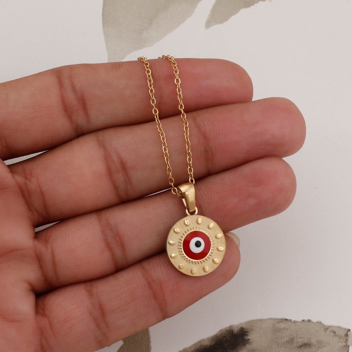 Evil Eye Pendant Necklace Gold Chain with Protective Charm