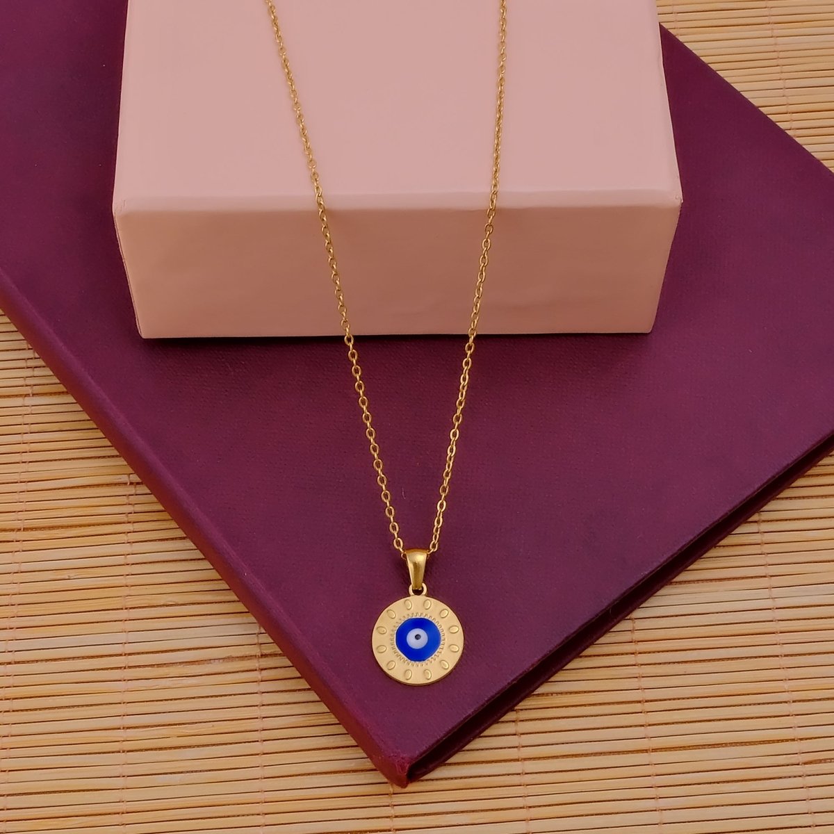 Evil Eye Pendant Necklace Gold Chain with Protective Charm
