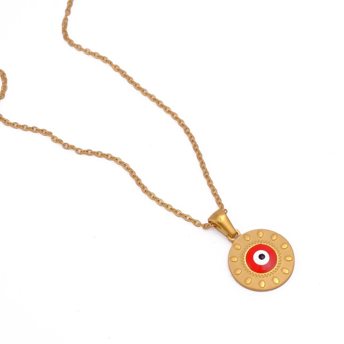 Evil Eye Pendant Necklace Gold Chain with Protective Charm