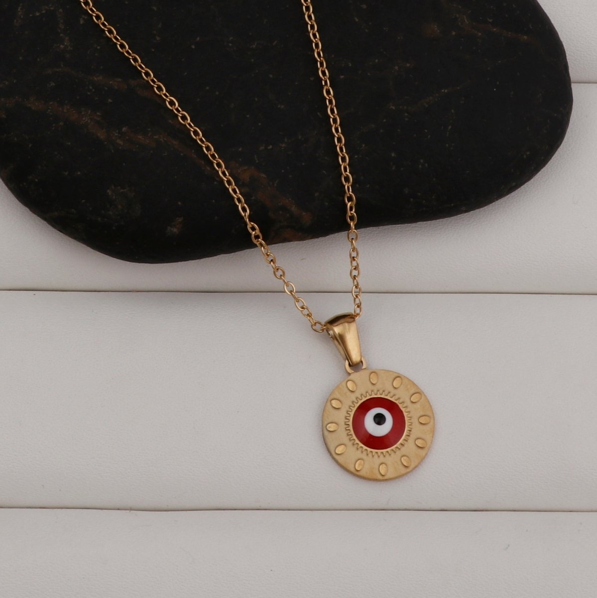 Evil Eye Pendant Necklace Gold Chain with Protective Charm