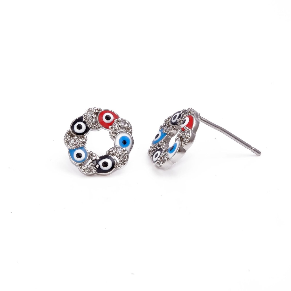 Evil Eye Round Studs Silver Plated Earrings Everyday Jewelry