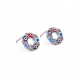 Evil Eye Round Studs Silver Plated Earrings Everyday Jewelry