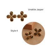 Faceted Gemstone Pear Shape Flower Studs Earrings in Gold Bezel CE - 1020