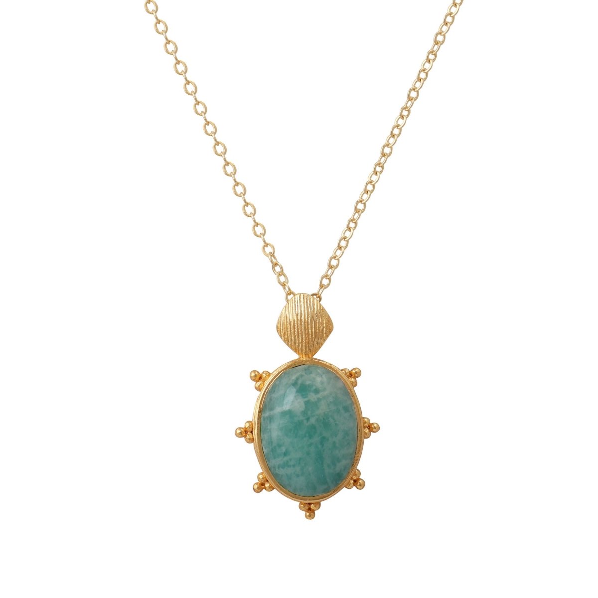 Faceted Oval Gemstone Gold Plated Necklaces, Dainty Pendant Necklace Set 5405