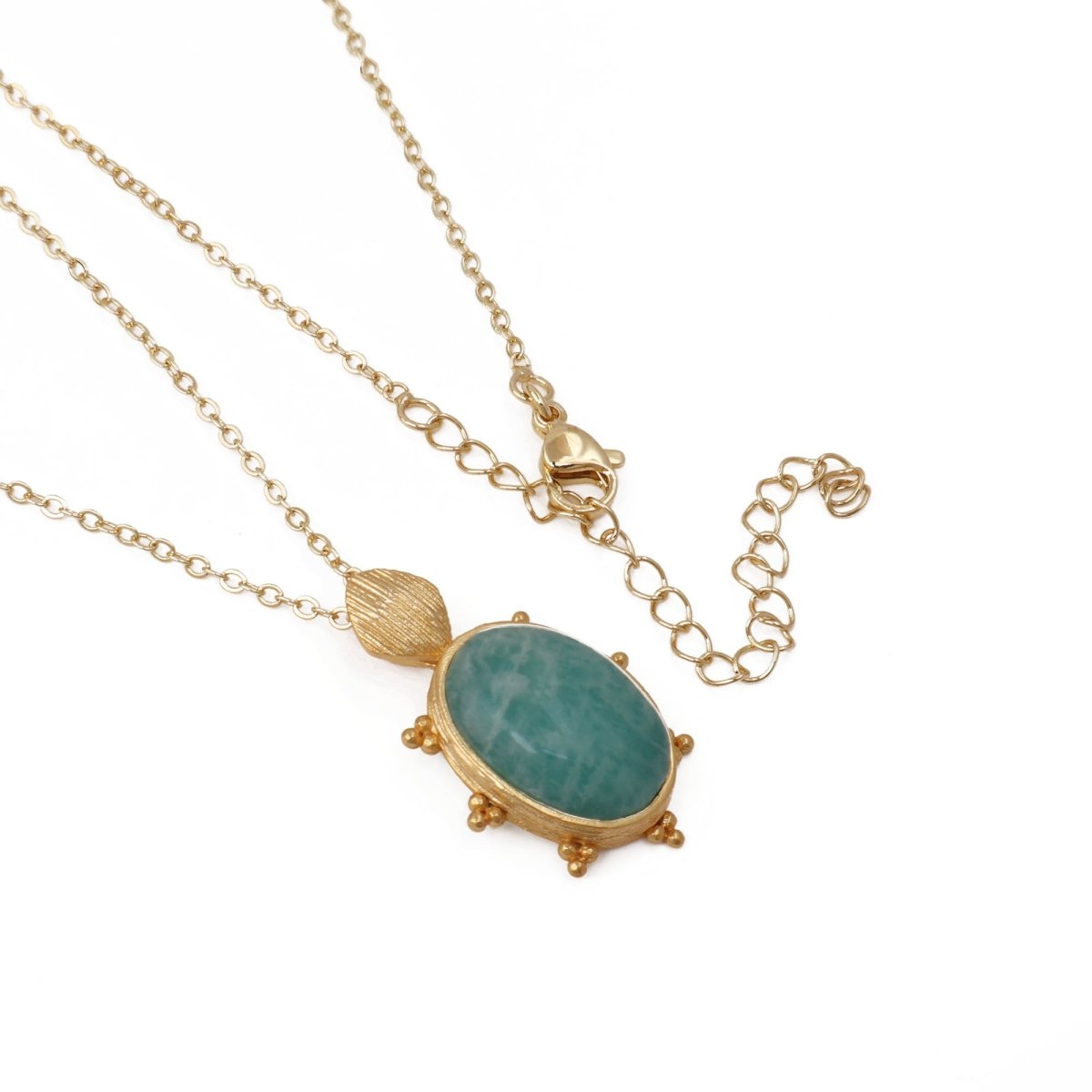 Faceted Oval Gemstone Gold Plated Necklaces, Dainty Pendant Necklace Set 5405