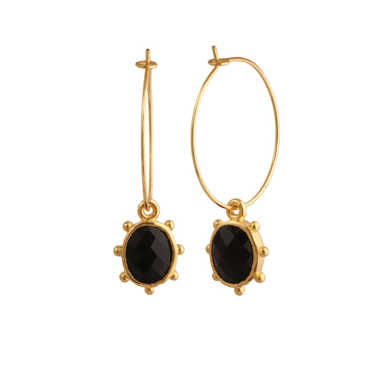 Faceted Oval Shape Peridot Gemstone Hoop Earrings, Gold Plated Statement Jewelry 5275