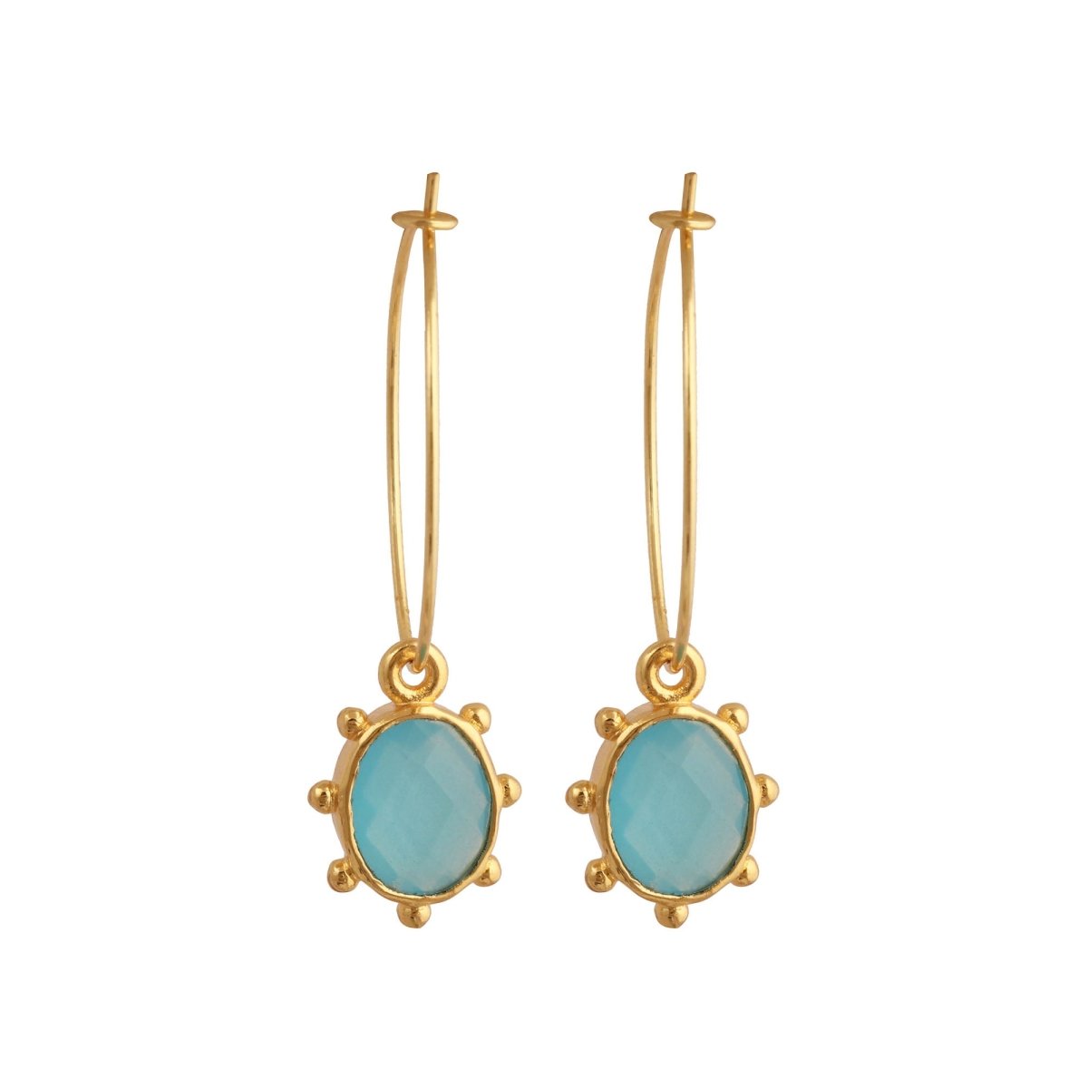 Faceted Oval Shape Peridot Gemstone Hoop Earrings, Gold Plated Statement Jewelry 5275