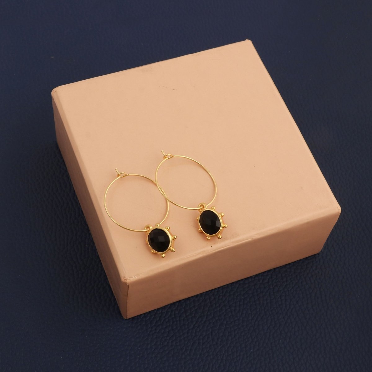Faceted Oval Shape Peridot Gemstone Hoop Earrings, Gold Plated Statement Jewelry 5275