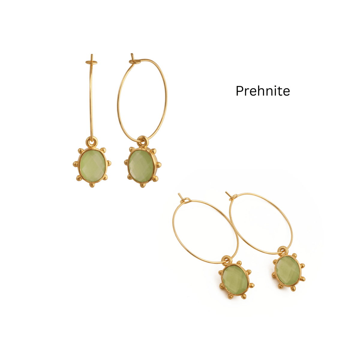 Faceted Oval Shape Peridot Gemstone Hoop Earrings, Gold Plated Statement Jewelry 5275