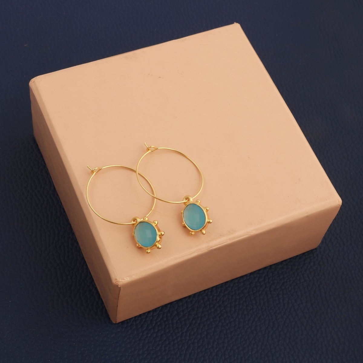 Faceted Oval Shape Peridot Gemstone Hoop Earrings, Gold Plated Statement Jewelry 5275