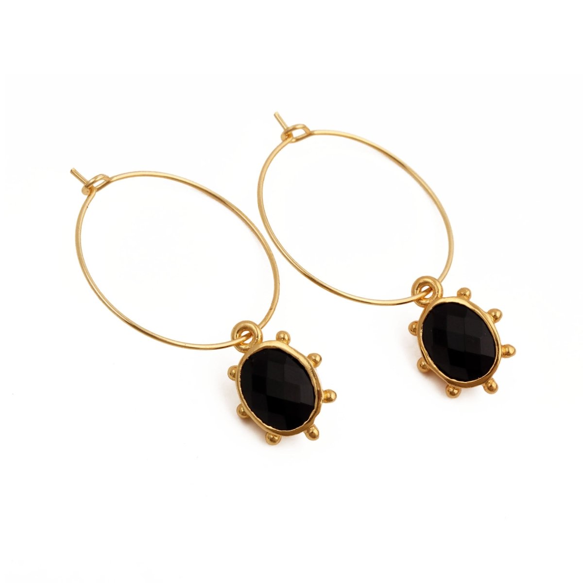 Faceted Oval Shape Peridot Gemstone Hoop Earrings, Gold Plated Statement Jewelry 5275