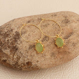 Faceted Oval Shape Peridot Gemstone Hoop Earrings, Gold Plated Statement Jewelry 5275