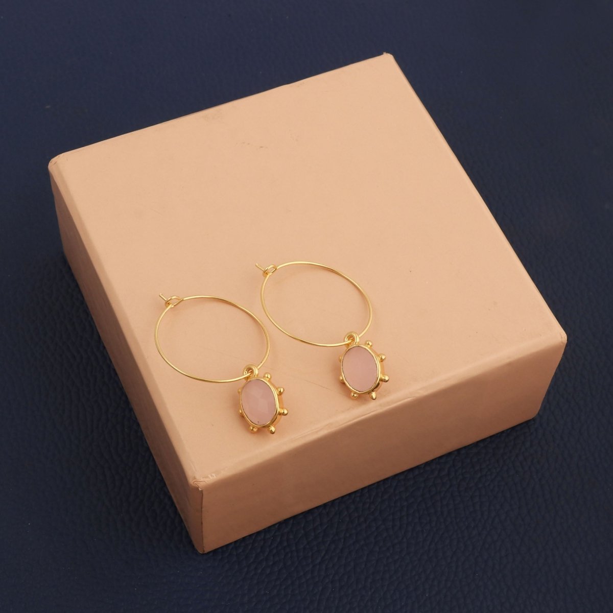 Faceted Oval Shape Peridot Gemstone Hoop Earrings, Gold Plated Statement Jewelry 5275