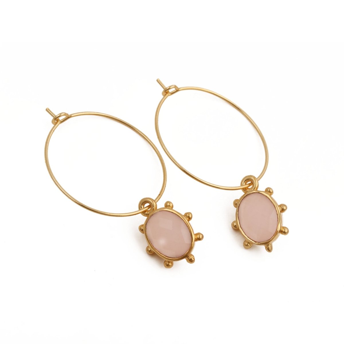 Faceted Oval Shape Peridot Gemstone Hoop Earrings, Gold Plated Statement Jewelry 5275