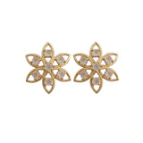 Flower Earring White Moonstone Stud Earring Gold Plated Floral Earring