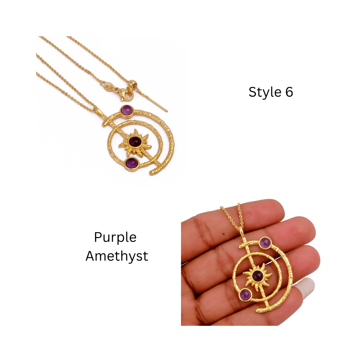 Gemstone Apatite Orbit Necklace, Gold Plated Brass Jewelry 5403