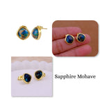 Gemstone Green Onyx Stud Earrings, Minimalist Birthstone Jewelry CE - 1018