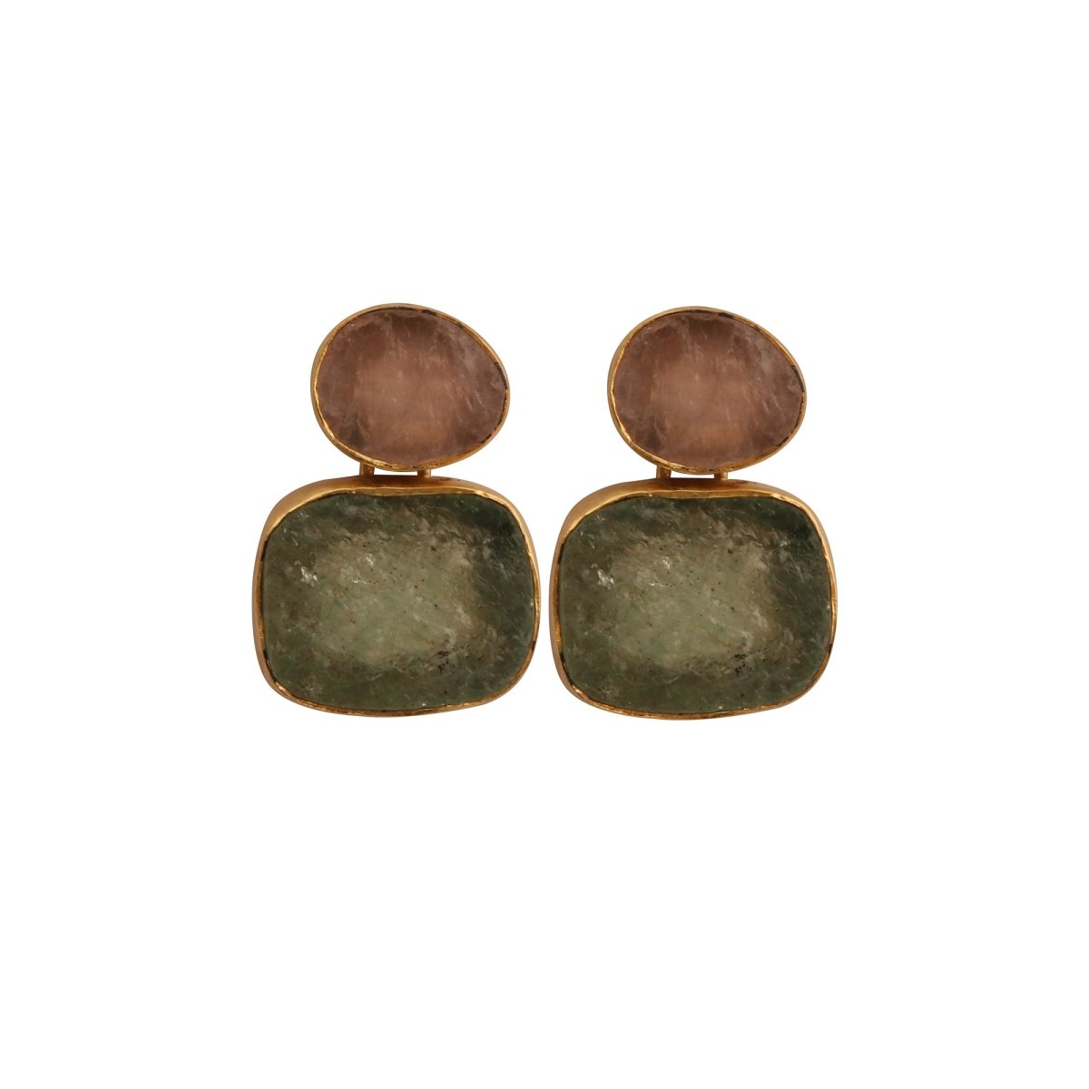 Geometric Multi - Stone Dangle Drops | Gold - Plated Double Drop Earrings 5027