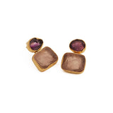 Geometric Multi - Stone Dangle Drops | Gold - Plated Double Drop Earrings 5027